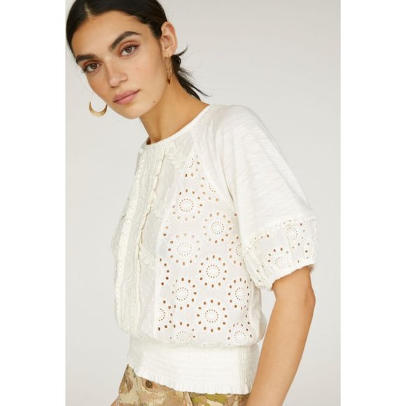 Anthro Porridge Freya Eyelet Lace Top XS - Picture 1 of 11